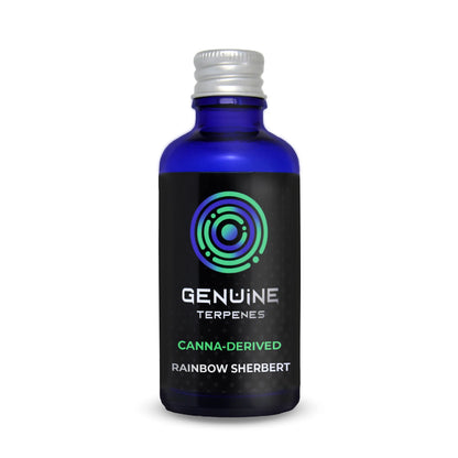 Genuine Terpenes bottle with Rainbow Sherbert canna derived flavour terpenes