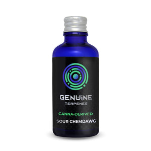 Genuine Terpenes bottle with Sour Chemdawg canna derived flavour terpenes